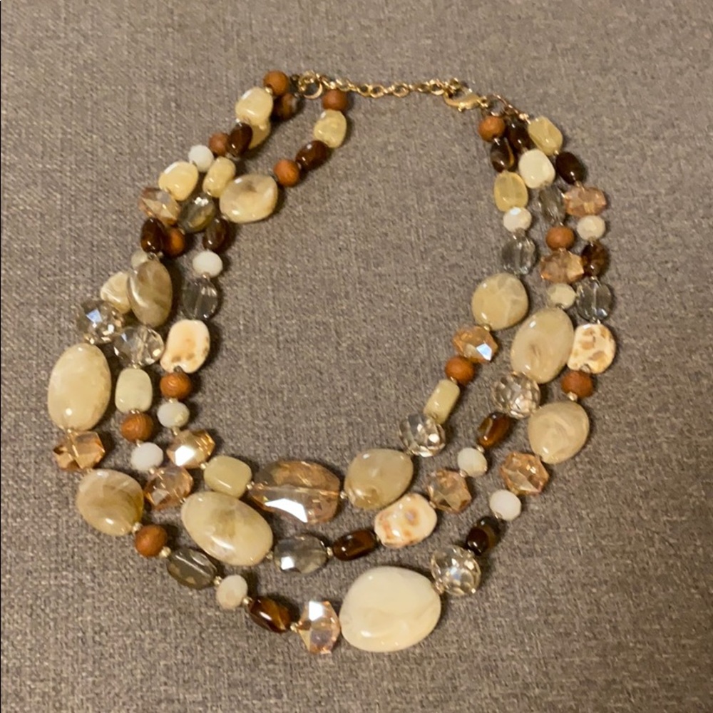 Boutique stone and bead 3 tier necklace